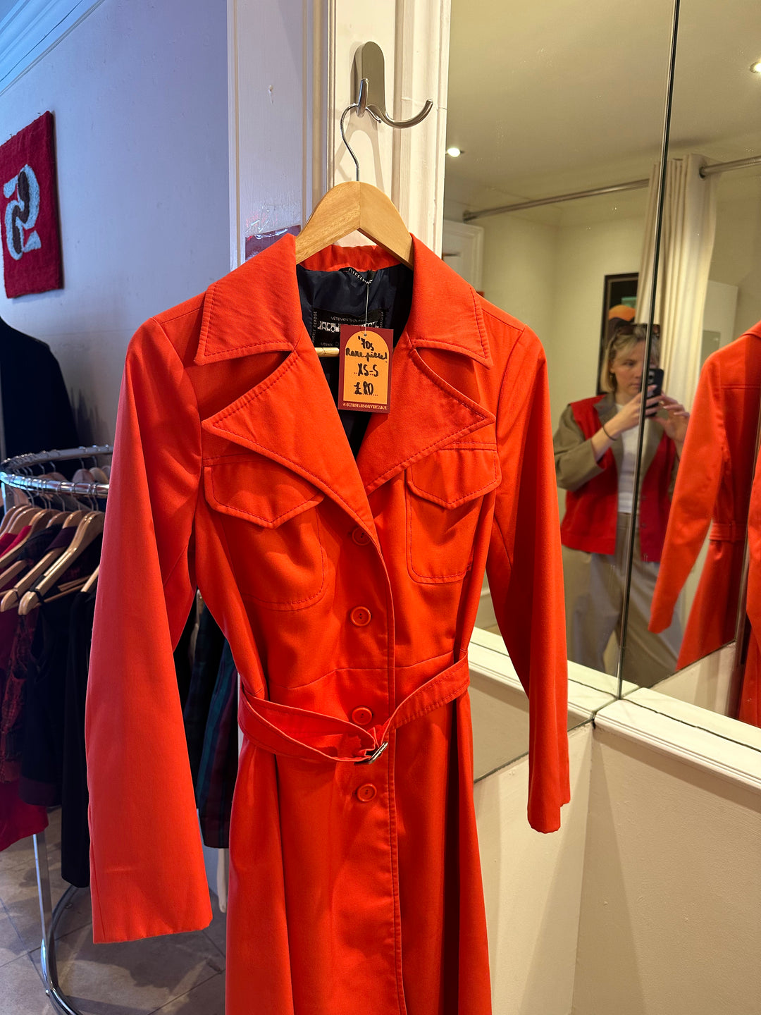 ‘70s Red Trench Coat- XS/S