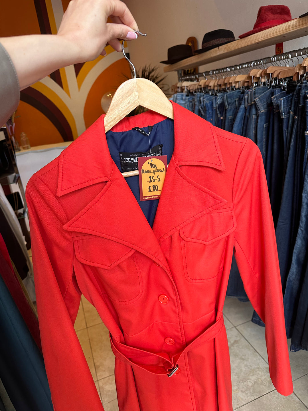 ‘70s Red Trench Coat- XS/S