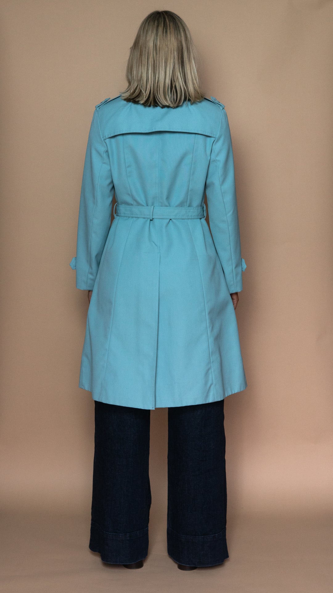 '70s BABY BLUE TRENCH COAT - Size M