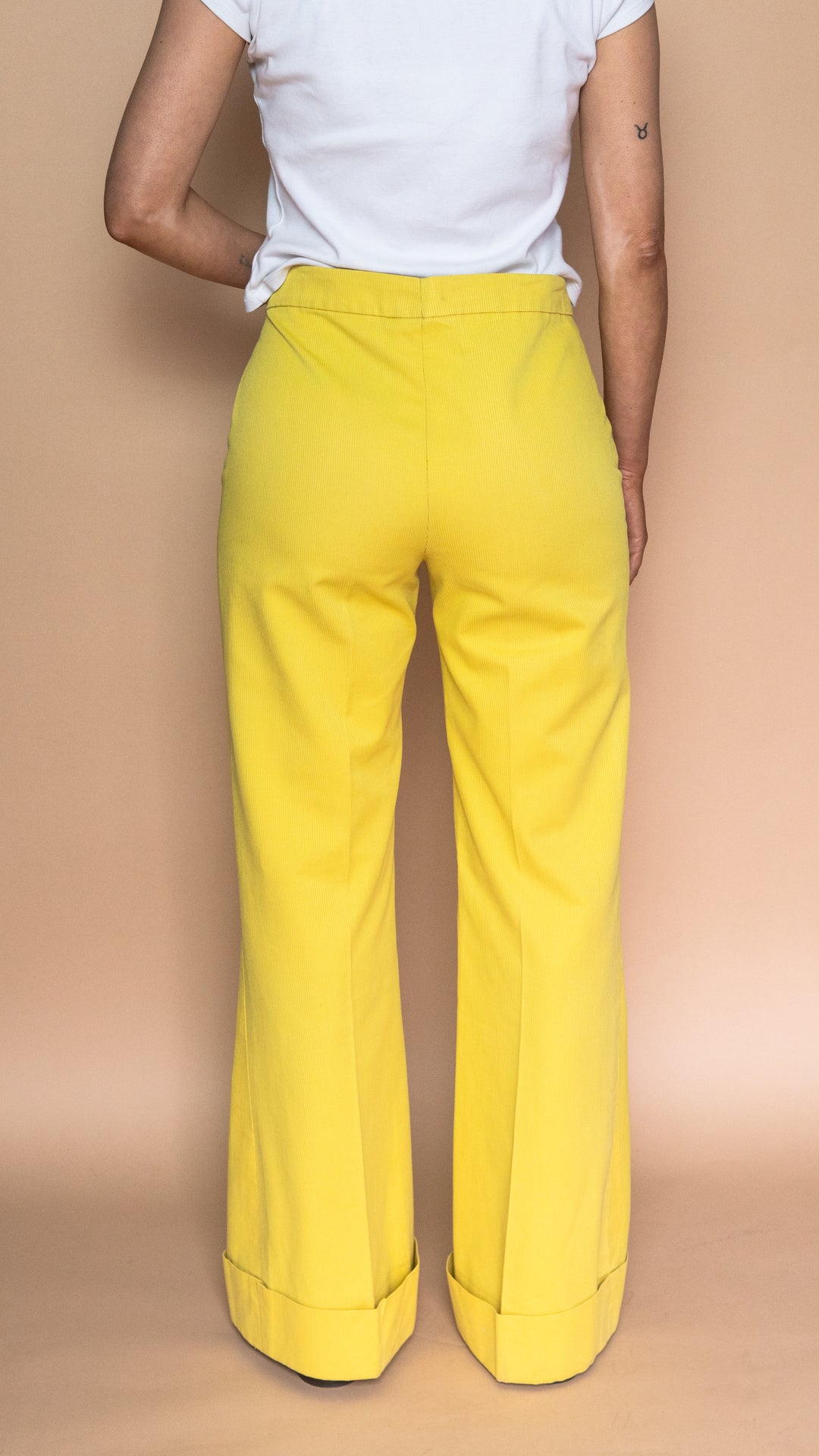 '70s YELLOW BELL BOTTOM FLARES - Size L