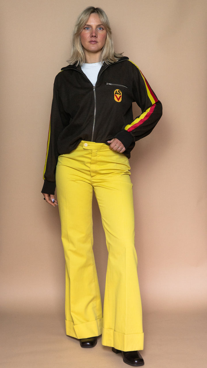 '70s YELLOW BELL BOTTOM FLARES - Size L