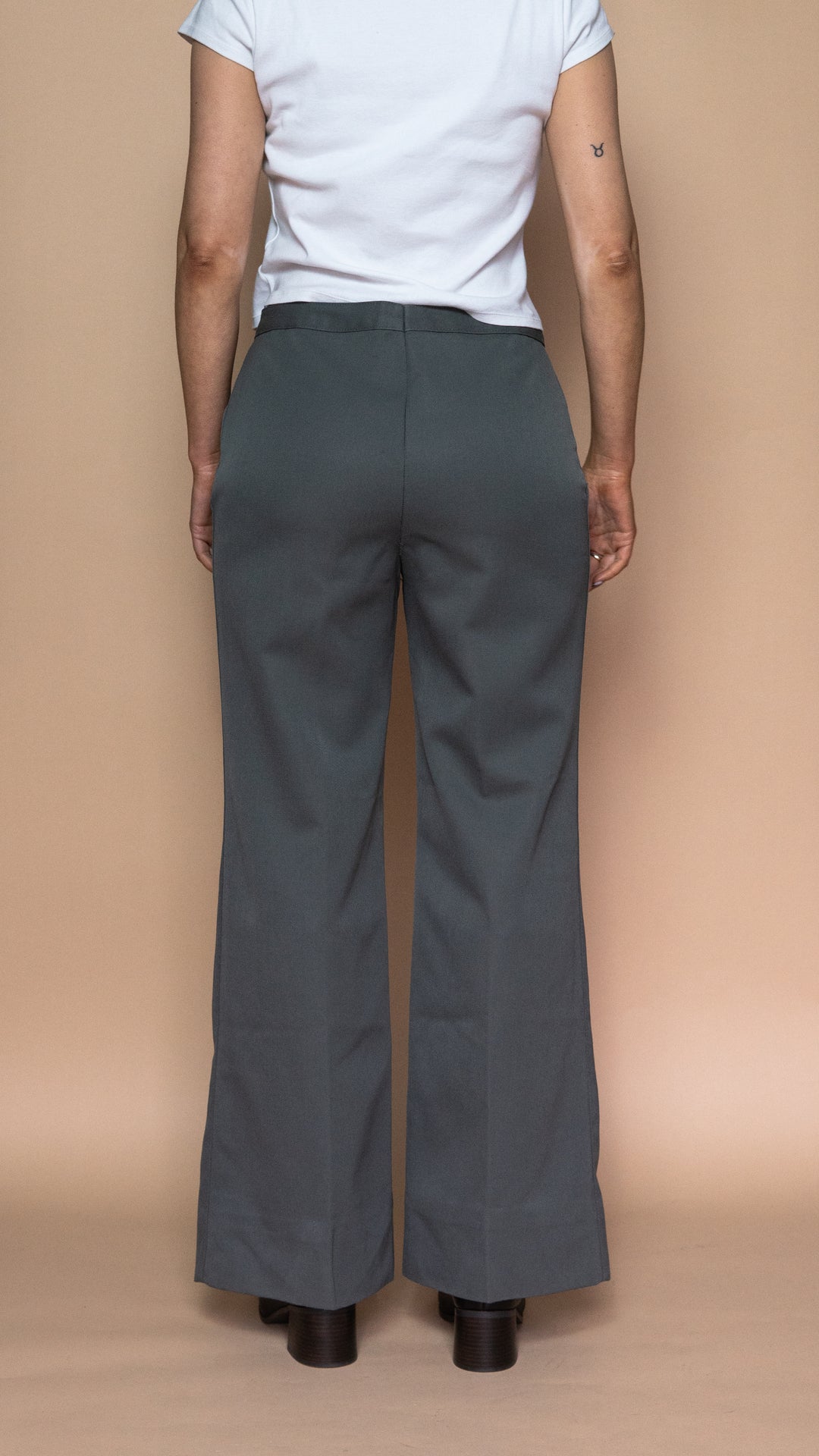 '70s GREY WIDE LEG FLARES - Size M