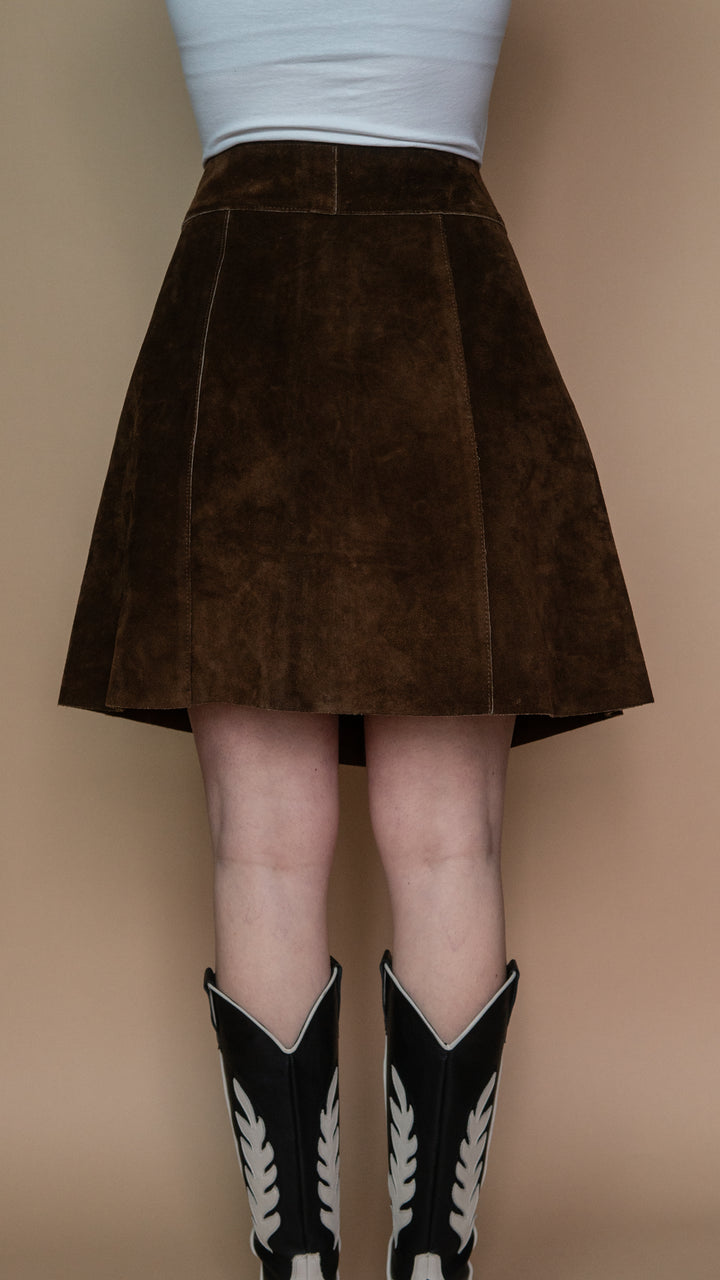 '70s BROWN SUEDE SKIRT - Size L