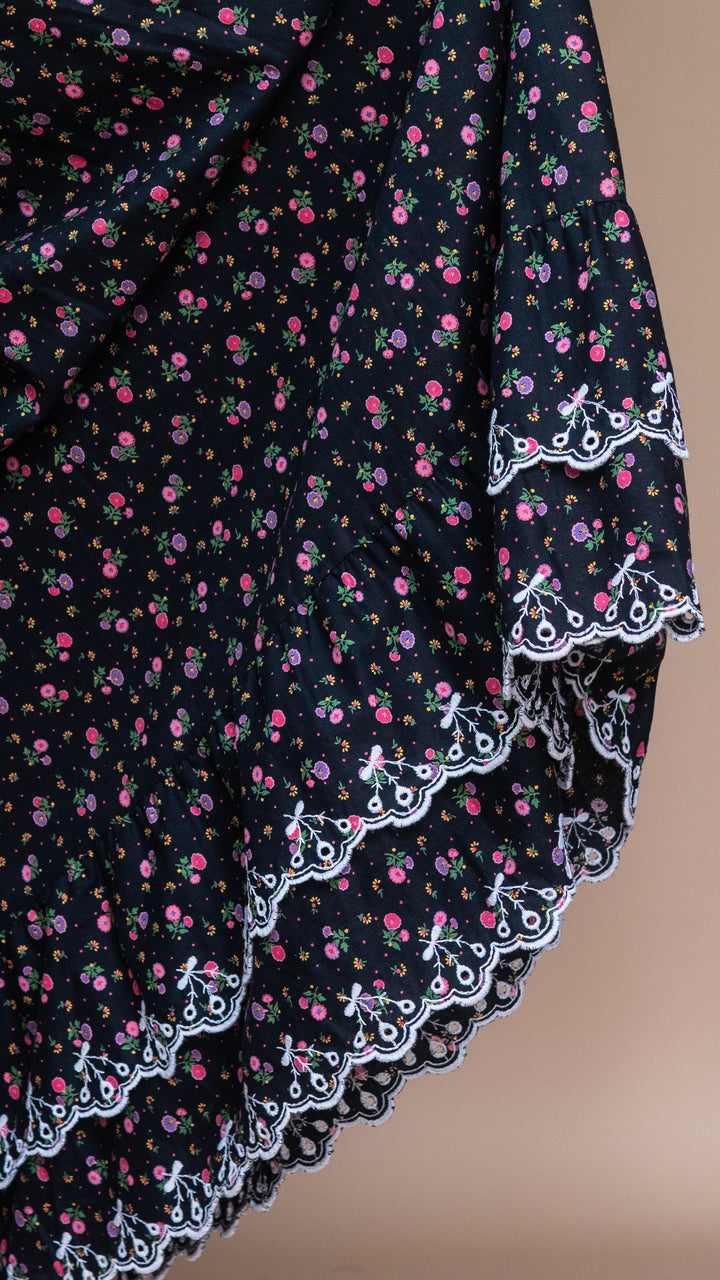 '70s DARK FLORALS MAXI SKIRT - Size XS-S