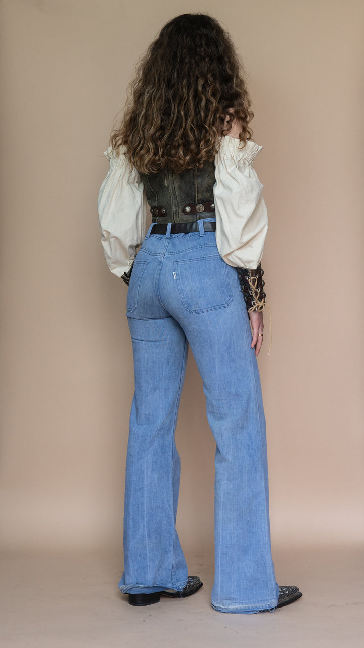 '70s BIG E LEVI'S DENIM FLARES - Size S