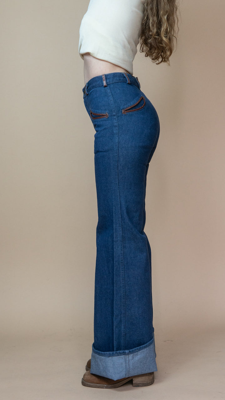 '70s DEADSTOCK DENIM FLARES - Size XS