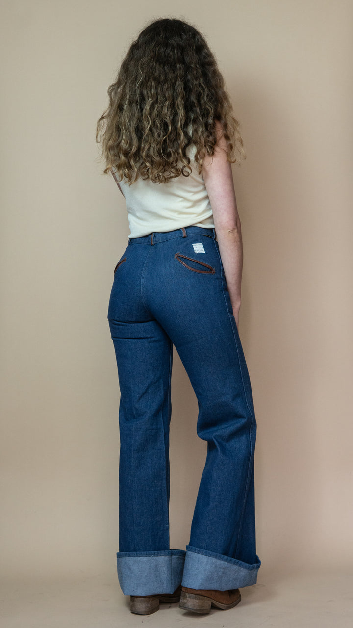 '70s DEADSTOCK DENIM FLARES - Size XS