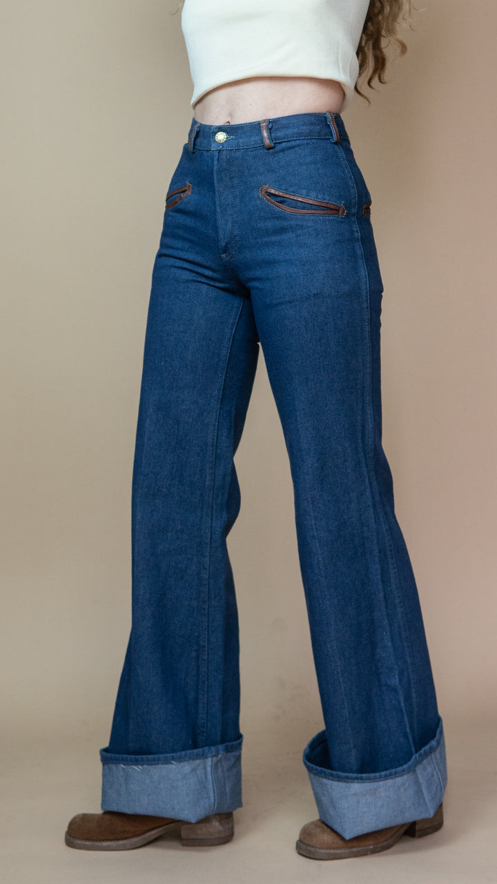 '70s DEADSTOCK DENIM FLARES - Size XS