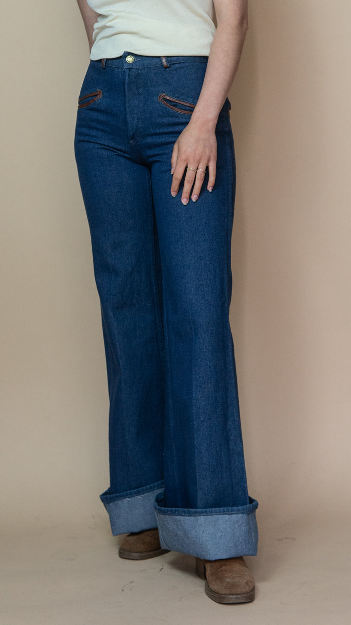 '70s DEADSTOCK DENIM FLARES - Size XS