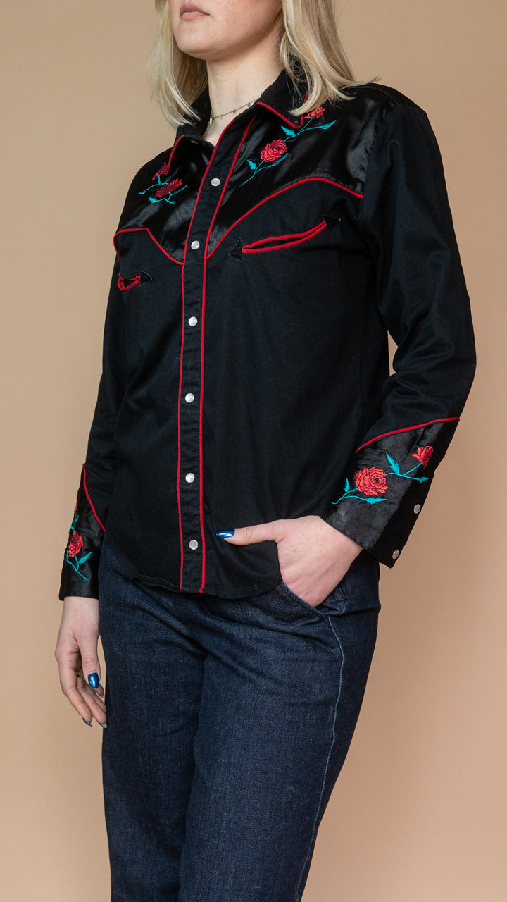 '90s ROSE WESTERN SHIRT - Size S-M