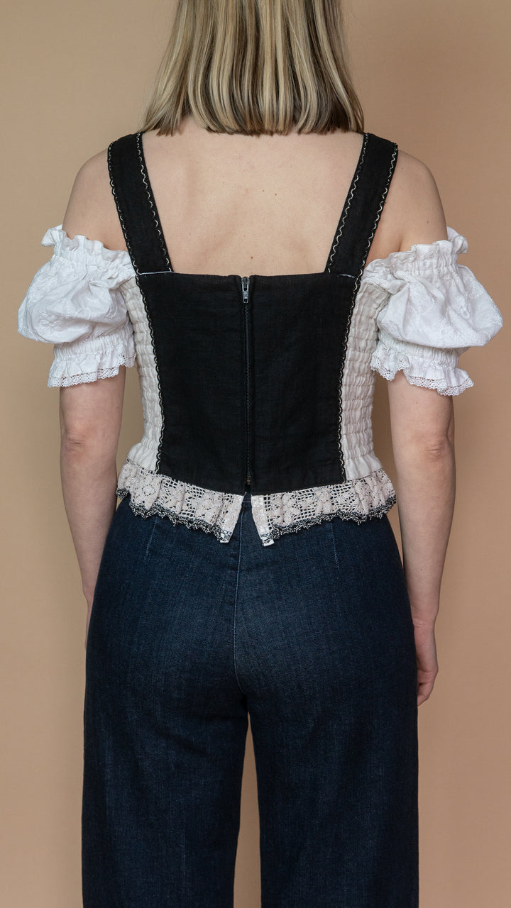 '90s FLORAL LINEN CORSET - Size M