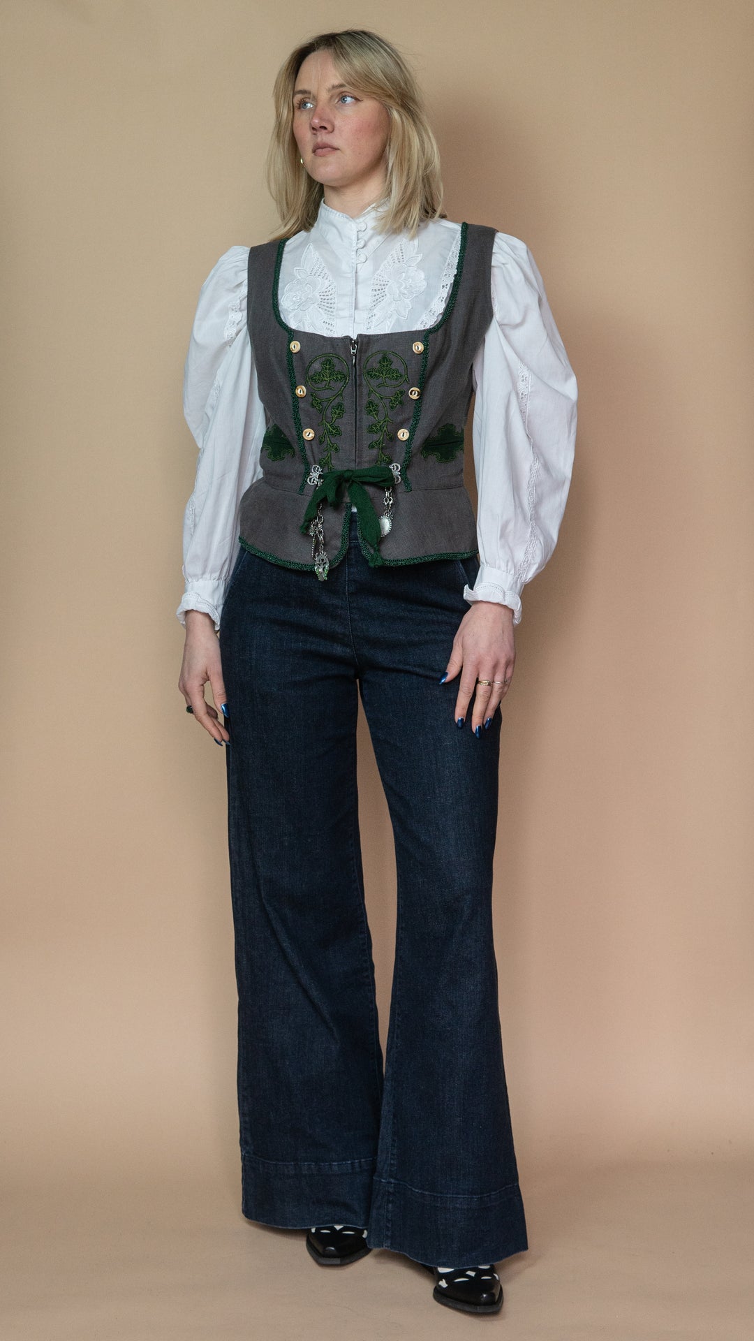 '90s LINEN DIRNDL CORSET - Size