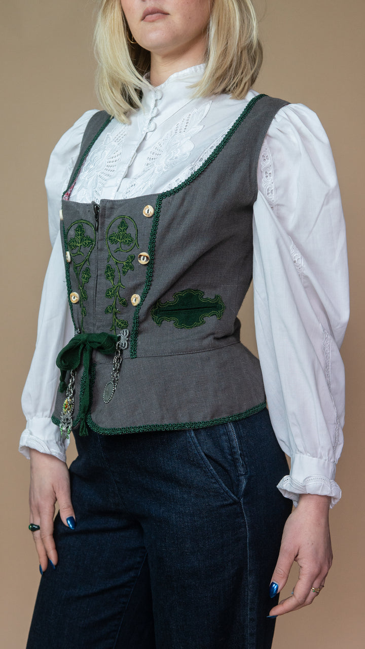 '90s LINEN DIRNDL CORSET - Size