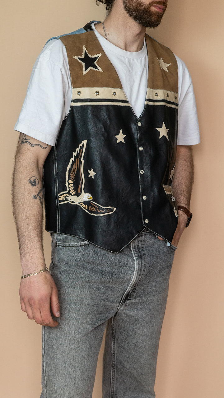 '90S APPLIQUE EAGLE VEST - Size XL