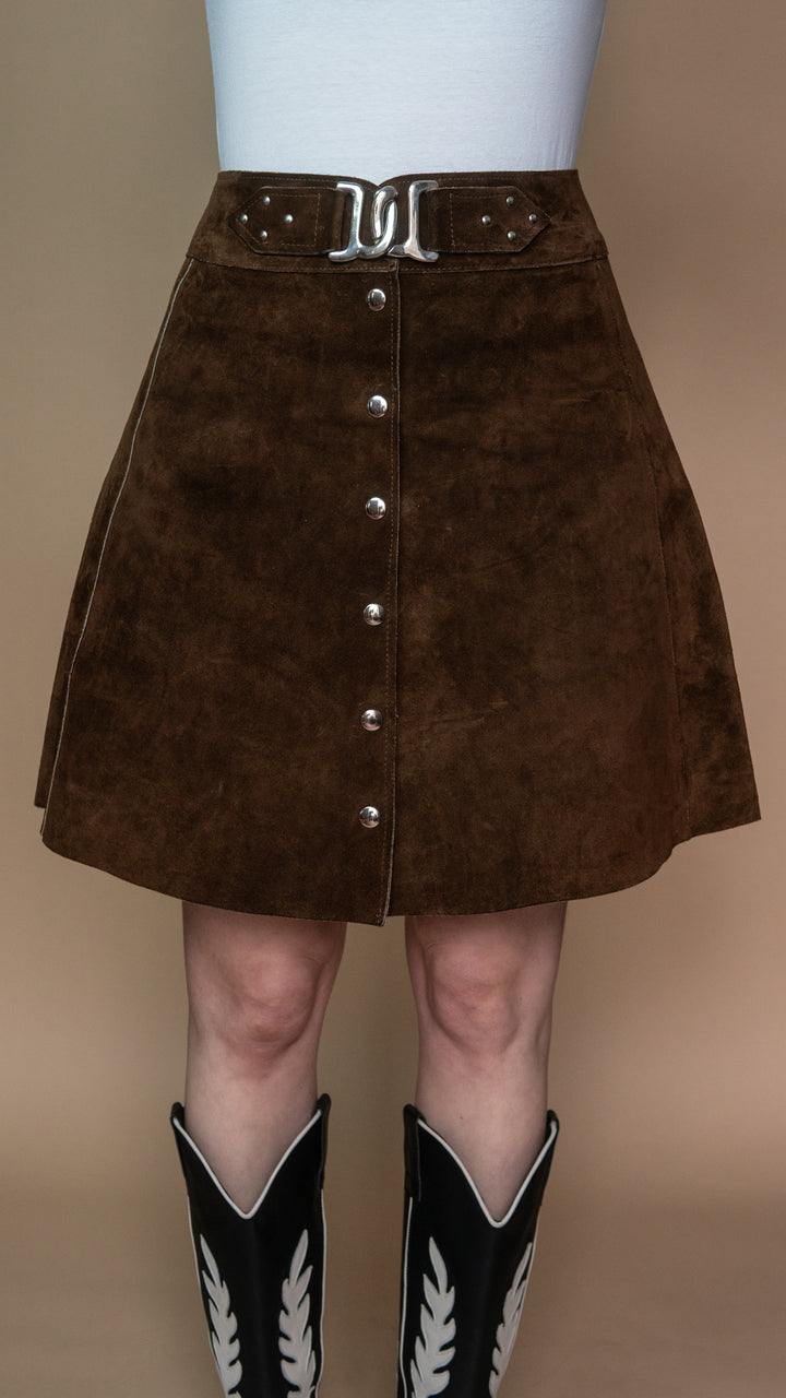 '70s BROWN SUEDE SKIRT - Size L