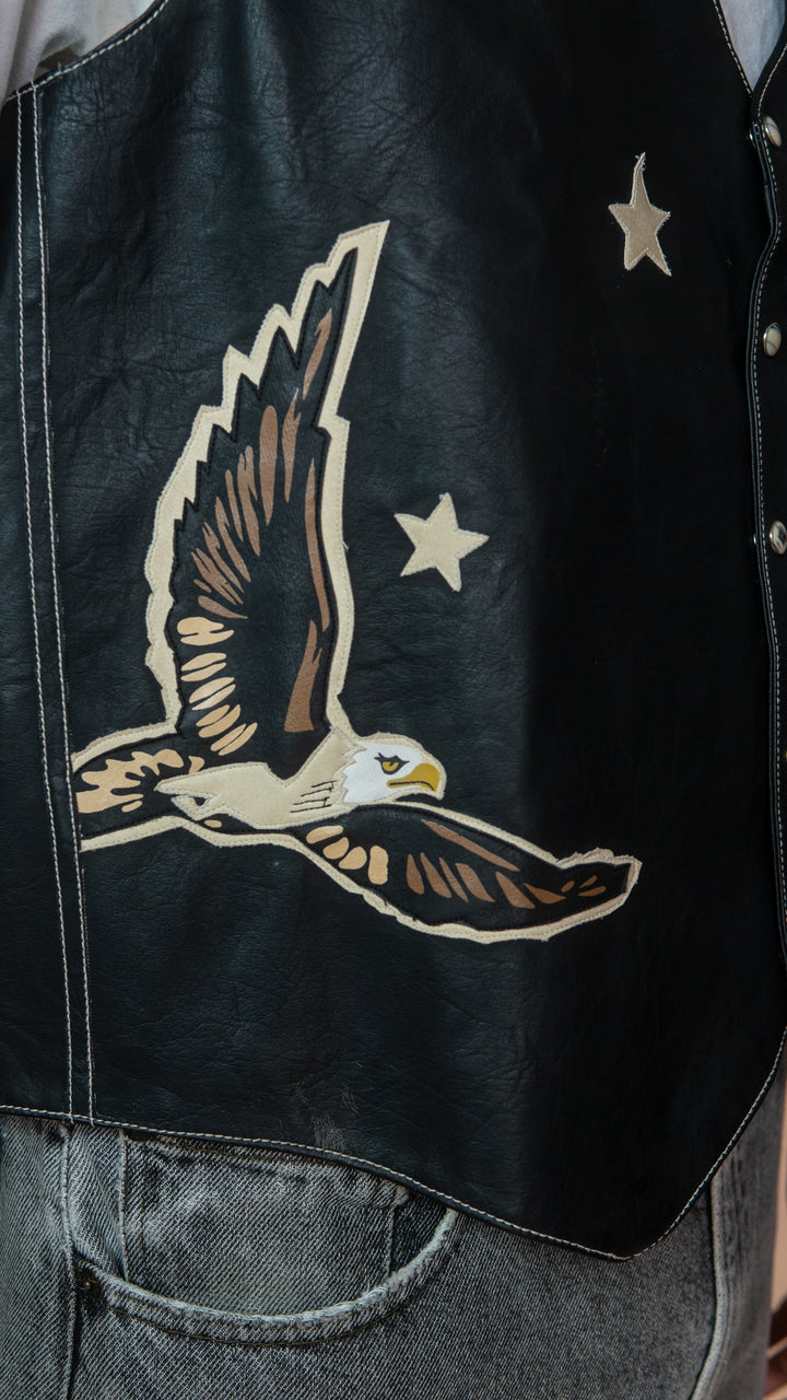 '90S APPLIQUE EAGLE VEST - Size XL