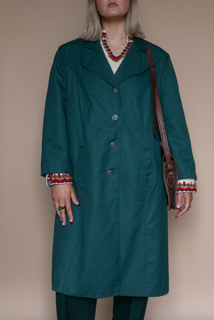 ‘70s GREEN TRENCH COAT - Size L