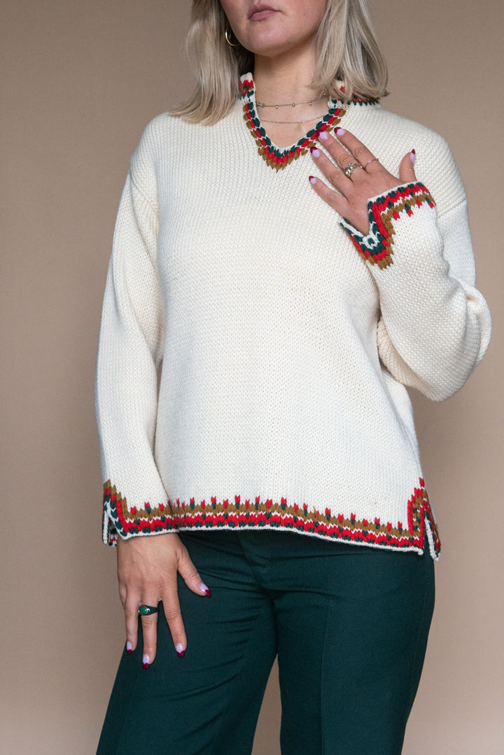 ‘70s CREAM BOHO JUMPER - Size S