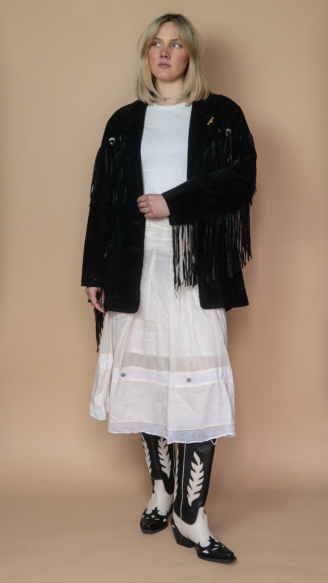 '80s SUEDE FRINGE BLAZER - Size L