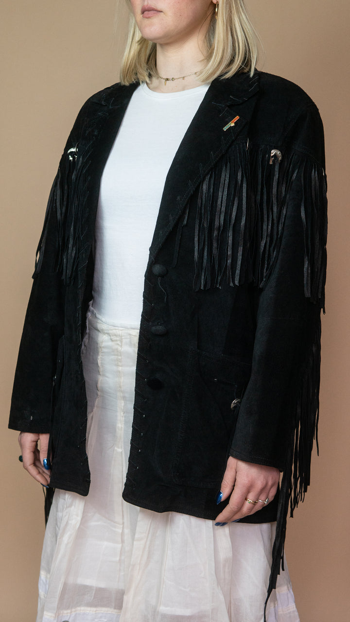 '80s SUEDE FRINGE BLAZER - Size L