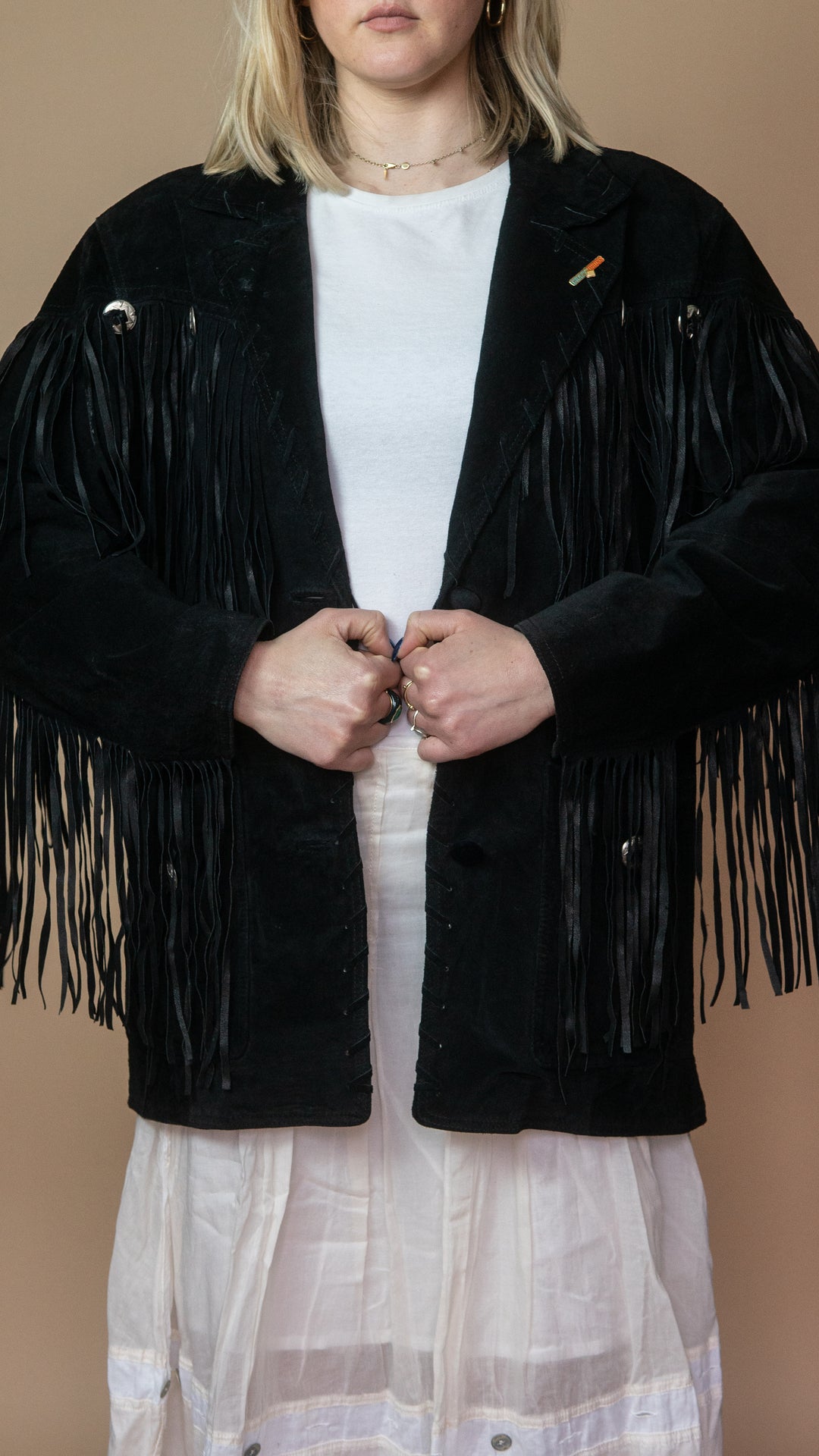 '80s SUEDE FRINGE BLAZER - Size L