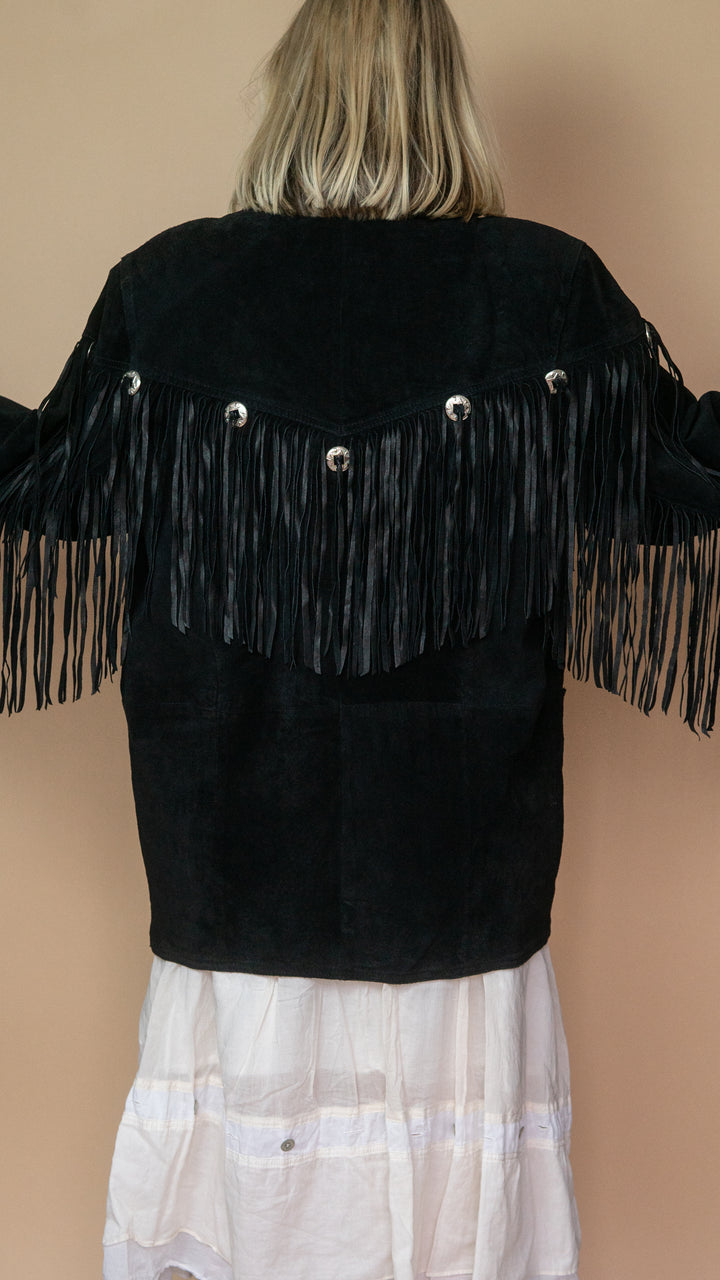 '80s SUEDE FRINGE BLAZER - Size L