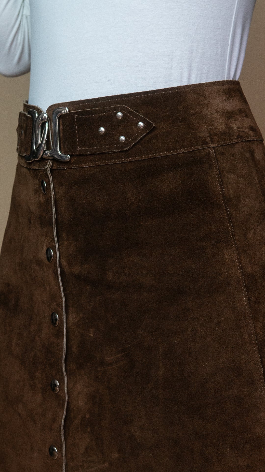 '70s BROWN SUEDE SKIRT - Size L