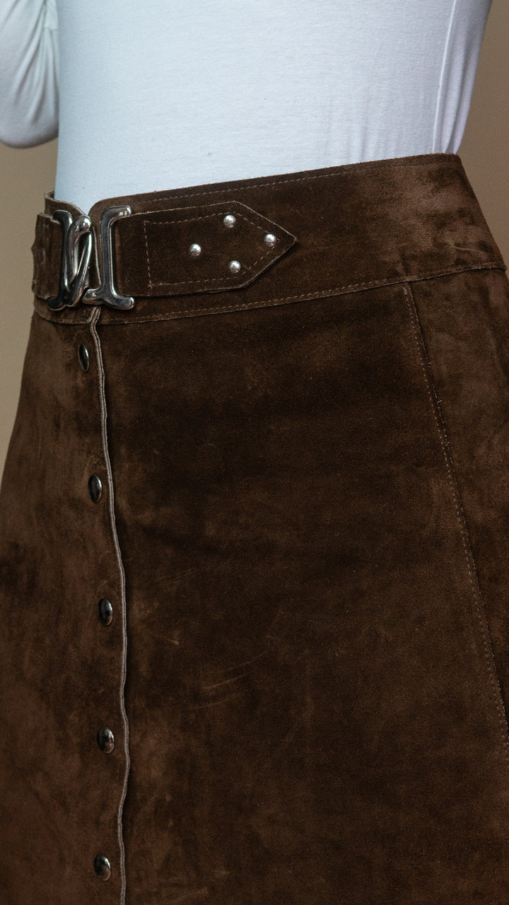 '70s BROWN SUEDE SKIRT - Size L